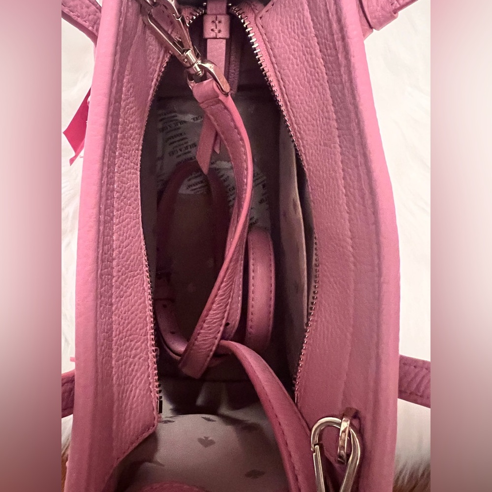 Kate Spade Rowe Summer Tweed small Top Zip Satchel in Pink - Picture 2 of 5